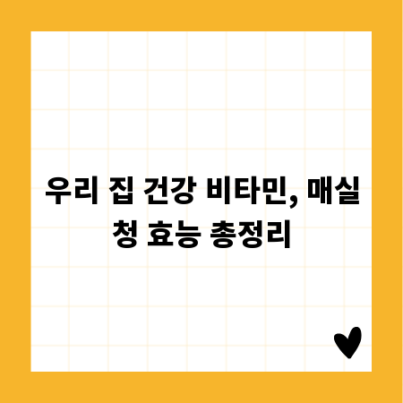 우리 집 건강 비타민, 매실청 효능 총정리