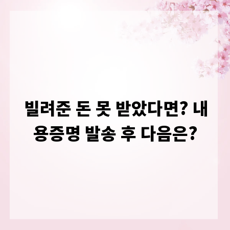 빌려준 돈 못 받았다면? 내용증명 발송 후 다음은?