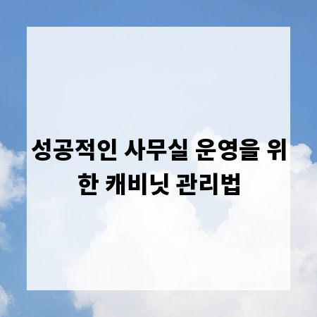 성공적인 사무실 운영을 위한 캐비닛 관리법
