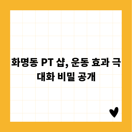 화명동 PT 샵, 운동 효과 극대화 비밀 공개