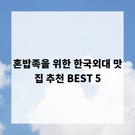 혼밥족을 위한 한국외대 맛집 추천 BEST 5