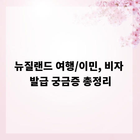 뉴질랜드 여행/이민, 비자 발급 궁금증 총정리