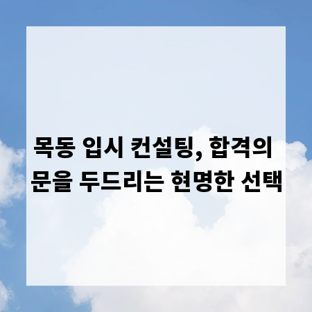 목동 입시 컨설팅, 합격의 문을 두드리는 현명한 선택