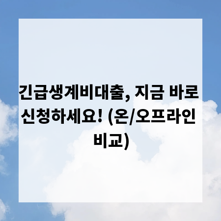 긴급생계비대출, 지금 바로 신청하세요! (온/오프라인 비교)