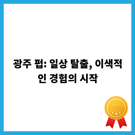 광주 펍: 일상 탈출, 이색적인 경험의 시작