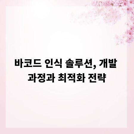 바코드 인식 솔루션, 개발 과정과 최적화 전략