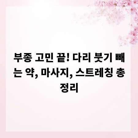 부종 고민 끝! 다리 붓기 빼는 약, 마사지, 스트레칭 총정리
