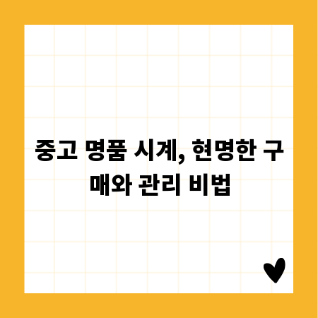중고 명품 시계, 현명한 구매와 관리 비법