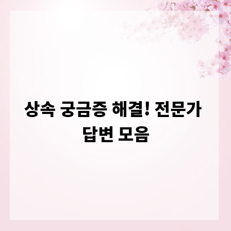 상속 궁금증 해결! 전문가 답변 모음