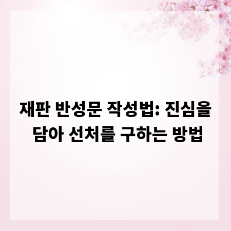 재판 반성문 작성법: 진심을 담아 선처를 구하는 방법