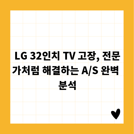 LG 32인치 TV 고장, 전문가처럼 해결하는 A/S 완벽 분석