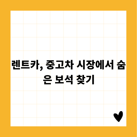 렌트카, 중고차 시장에서 숨은 보석 찾기