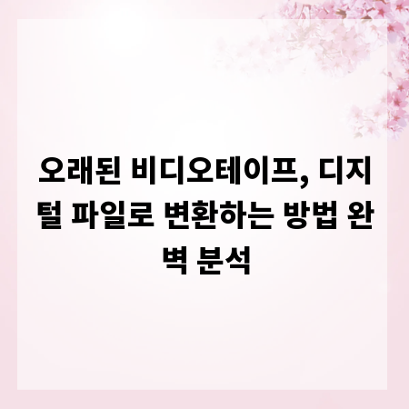 오래된 비디오테이프, 디지털 파일로 변환하는 방법 완벽 분석