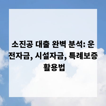 소진공 대출 완벽 분석: 운전자금, 시설자금, 특례보증 활용법
