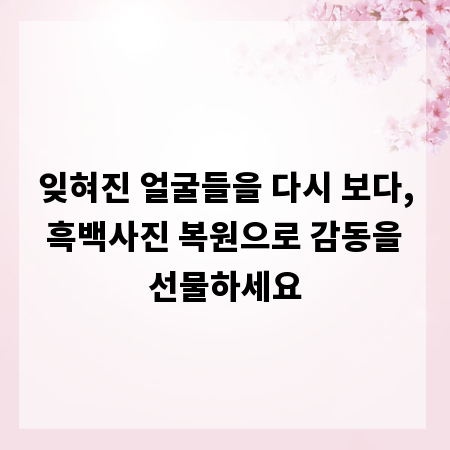 잊혀진 얼굴들을 다시 보다, 흑백사진 복원으로 감동을 선물하세요