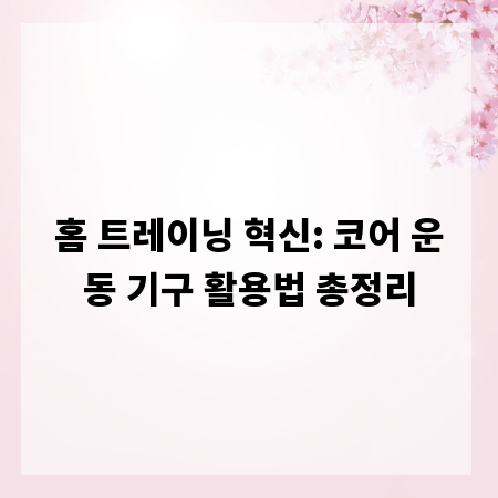 홈 트레이닝 혁신: 코어 운동 기구 활용법 총정리