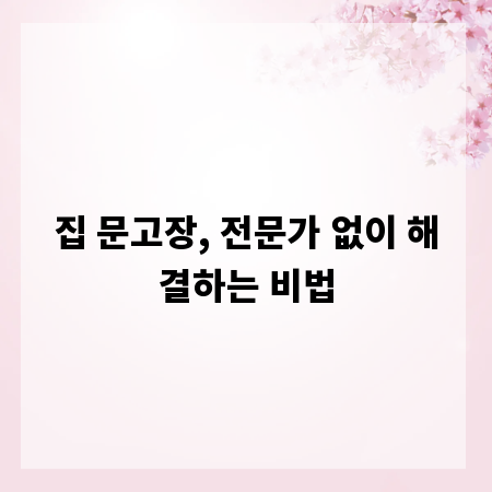 집 문고장, 전문가 없이 해결하는 비법