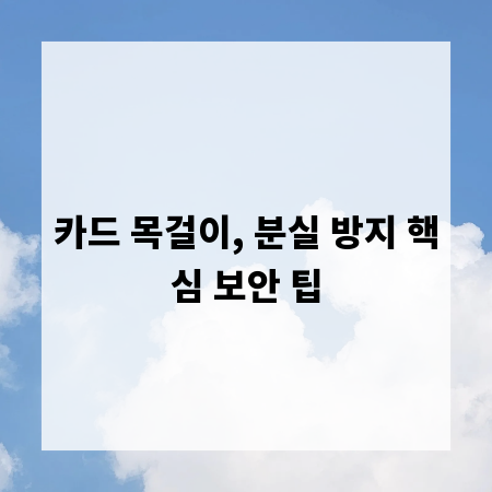 카드 목걸이, 분실 방지 핵심 보안 팁
