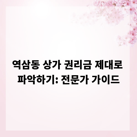 역삼동 상가 권리금 제대로 파악하기: 전문가 가이드