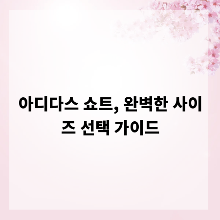 아디다스 쇼트, 완벽한 사이즈 선택 가이드