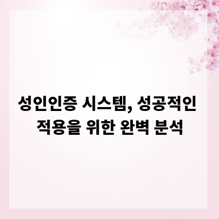 성인인증 시스템, 성공적인 적용을 위한 완벽 분석