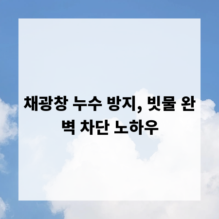 채광창 누수 방지, 빗물 완벽 차단 노하우