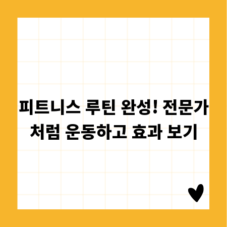 피트니스 루틴 완성! 전문가처럼 운동하고 효과 보기