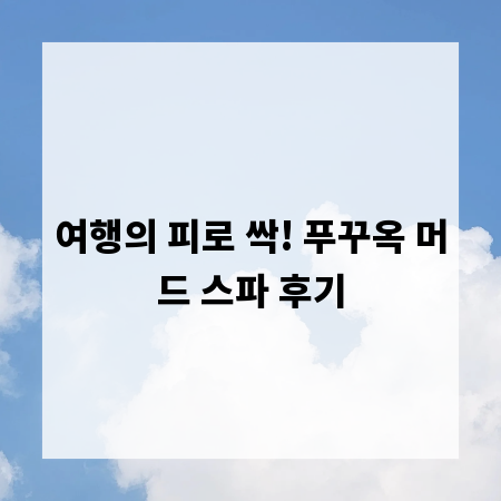 여행의 피로 싹! 푸꾸옥 머드 스파 후기