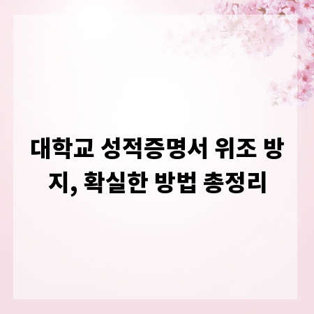 대학교 성적증명서 위조 방지, 확실한 방법 총정리