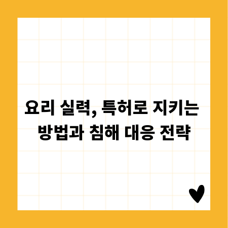 요리 실력, 특허로 지키는 방법과 침해 대응 전략