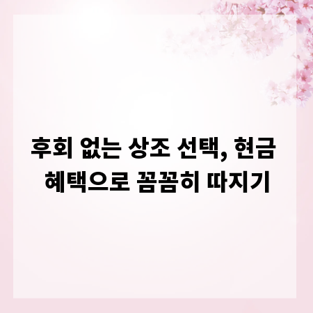 후회 없는 상조 선택, 현금 혜택으로 꼼꼼히 따지기