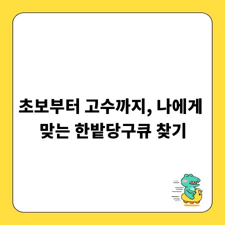 초보부터 고수까지, 나에게 맞는 한밭당구큐 찾기