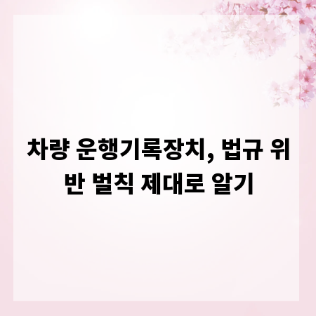 차량 운행기록장치, 법규 위반 벌칙 제대로 알기