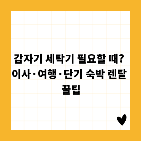 갑자기 세탁기 필요할 때? 이사&middot;여행&middot;단기 숙박 렌탈 꿀팁