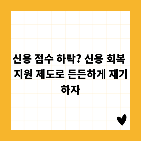 신용 점수 하락? 신용 회복 지원 제도로 든든하게 재기하자