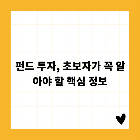 펀드 투자, 초보자가 꼭 알아야 할 핵심 정보