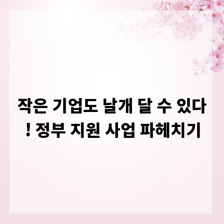 작은 기업도 날개 달 수 있다! 정부 지원 사업 파헤치기