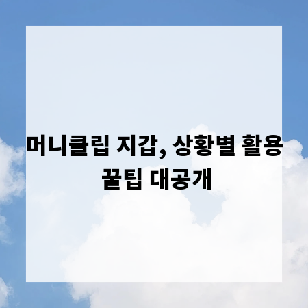머니클립 지갑, 상황별 활용 꿀팁 대공개