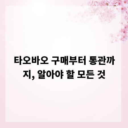 타오바오 구매부터 통관까지, 알아야 할 모든 것