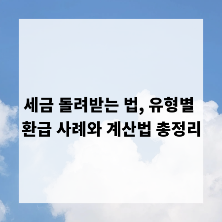 세금 돌려받는 법, 유형별 환급 사례와 계산법 총정리