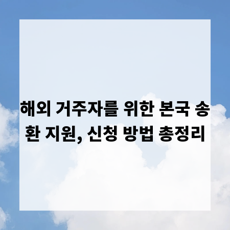 해외 거주자를 위한 본국 송환 지원, 신청 방법 총정리