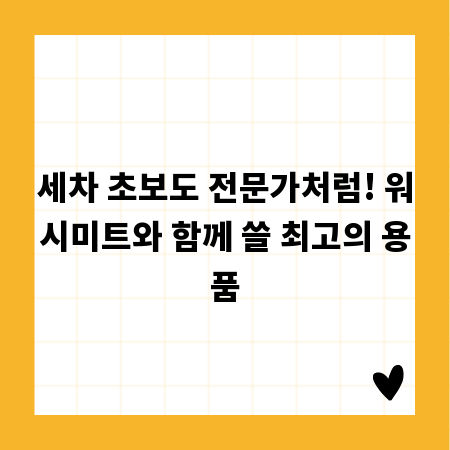 세차 초보도 전문가처럼! 워시미트와 함께 쓸 최고의 용품