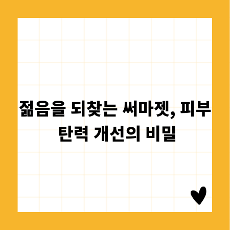 젊음을 되찾는 써마젯, 피부 탄력 개선의 비밀