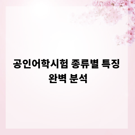 공인어학시험 종류별 특징 완벽 분석