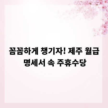 꼼꼼하게 챙기자! 제주 월급 명세서 속 주휴수당