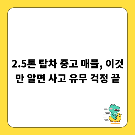 2.5톤 탑차 중고 매물, 이것만 알면 사고 유무 걱정 끝