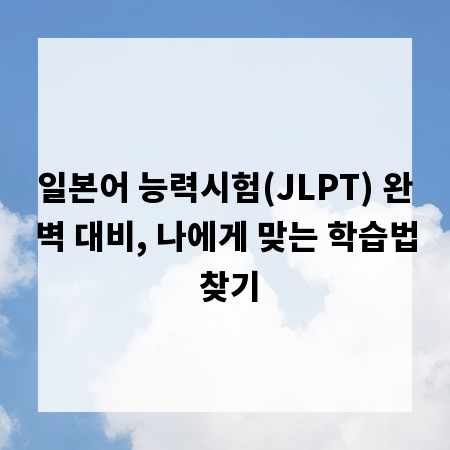 일본어 능력시험(JLPT) 완벽 대비, 나에게 맞는 학습법 찾기