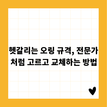 헷갈리는 오링 규격, 전문가처럼 고르고 교체하는 방법