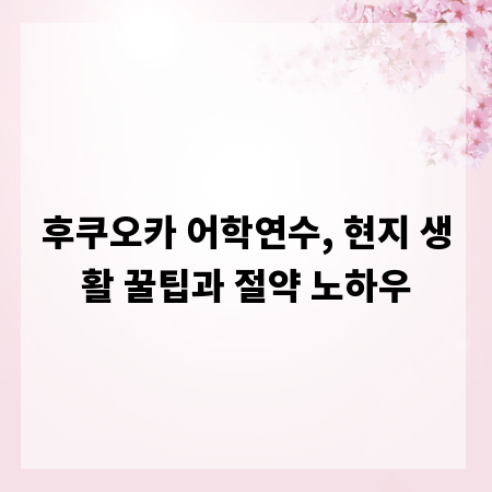 후쿠오카 어학연수, 현지 생활 꿀팁과 절약 노하우
