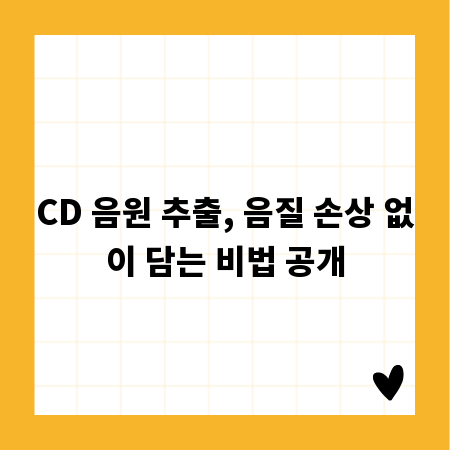 CD 음원 추출, 음질 손상 없이 담는 비법 공개